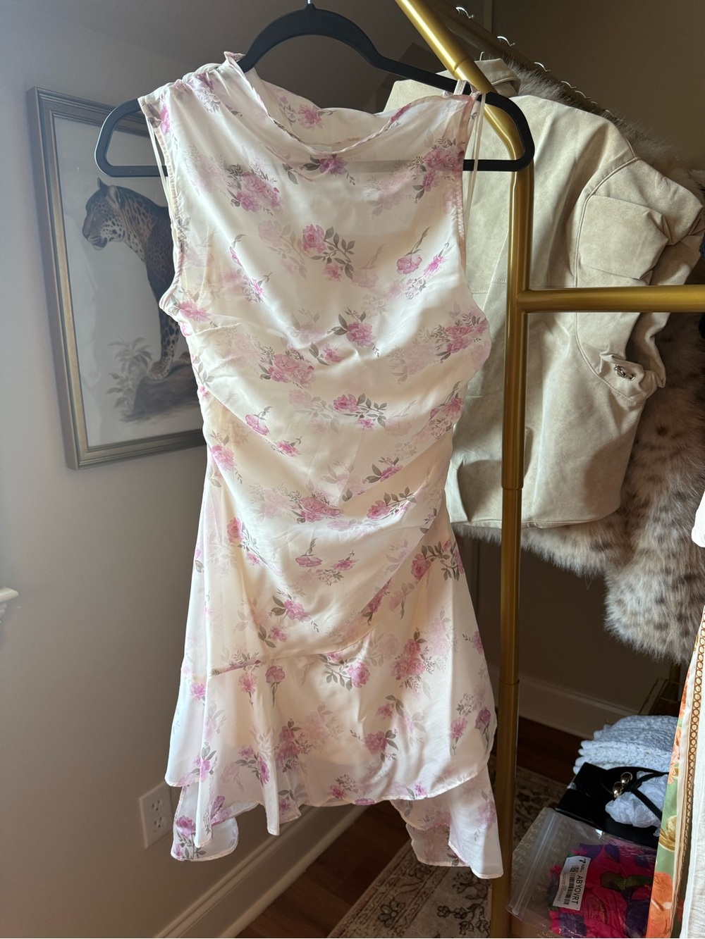 Floral Pink Satin Slip Dress